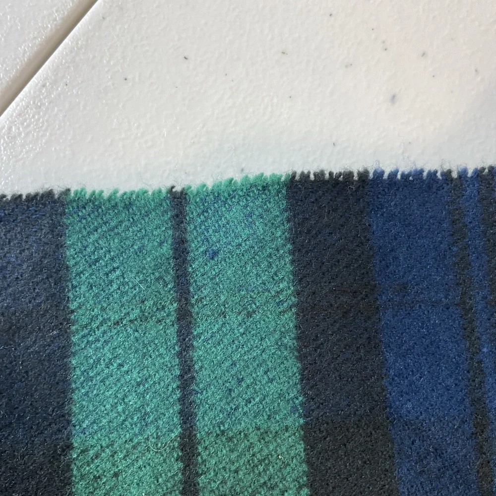 VTG 100% Cashmere Scarf Tartan‎ Plaid Hand Tailored Germany Fringe 65x12 Luxury